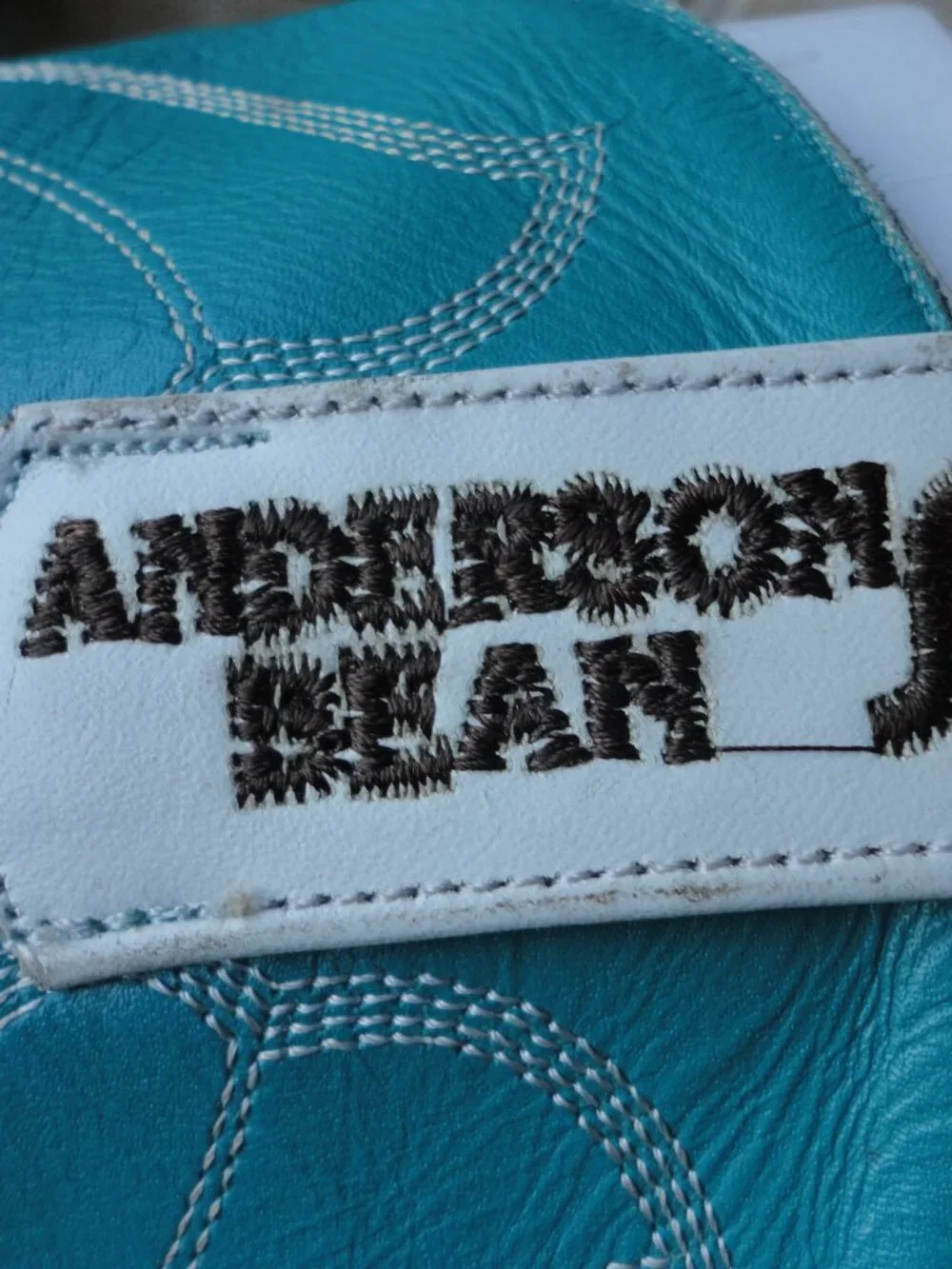 ANDERSON BEAN Kid's Turquoise and Brown Square Toe Western Boots Size 1